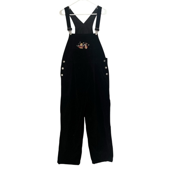 Vintage Disney Women Overalls Black Velvet Winnie The Pooh & Friends Size XL - Picture 1 of 12